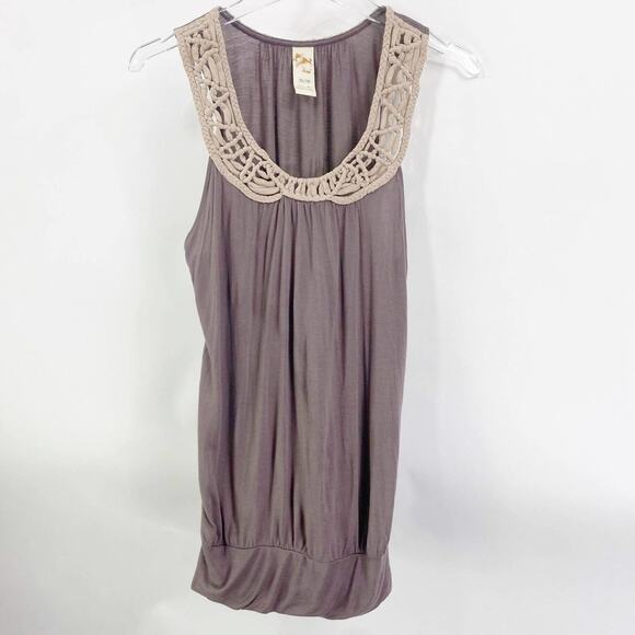 Anthropologie Tops - ANTHROPOLOGIE Brown Sleeveless Braided Neckline Blouse